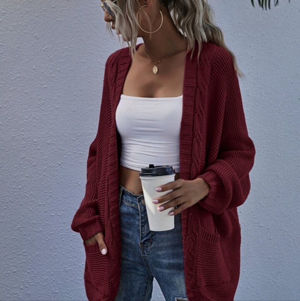 SHEIN LUNE Double Pocket Batwing Sleeve Cardigan Size L - Picture 8 of 12